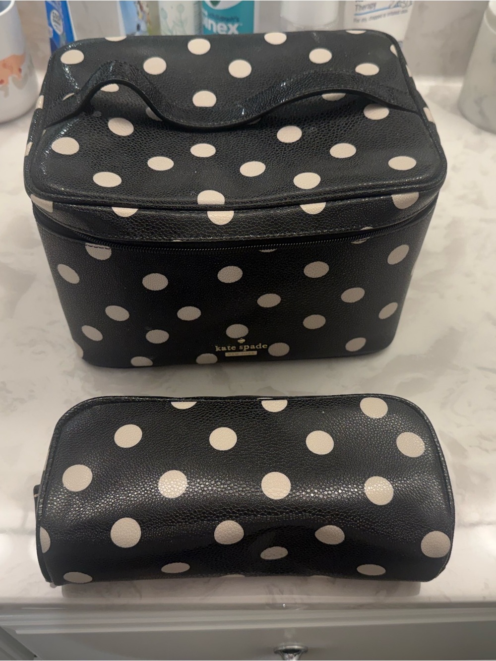 kate spade Black and White Polka Dot Cosmetic Case Set
